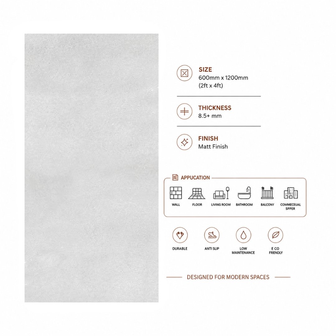 Al Artic Gray Plain Bathroom Tiles - My Home Studio